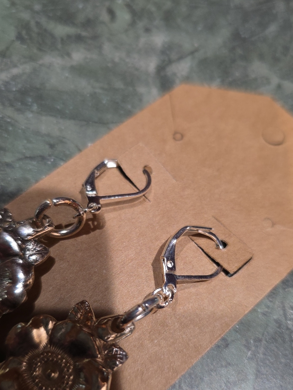 Silverware Flower Earrings - Picture 3 of 4